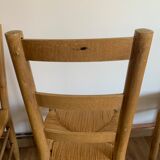 Ensemble de quatre chaises paillées