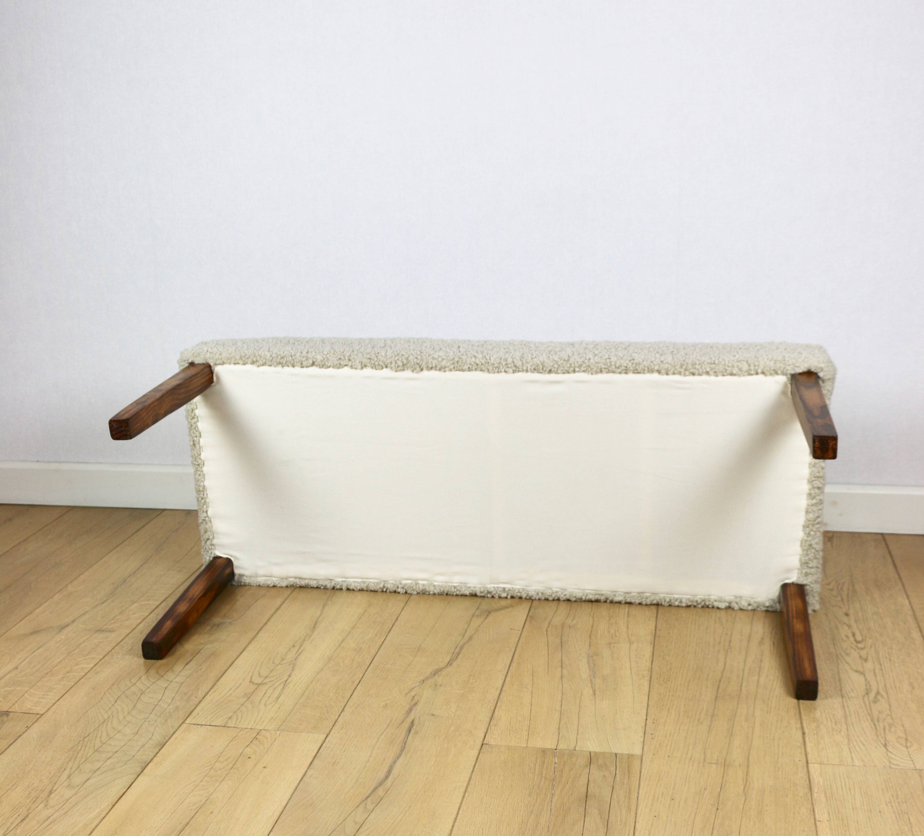Beautiful vintage bench from the 90s - beige boucle long hair