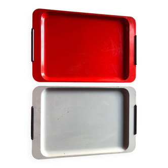 Set of 2 metal trays 70s 80s