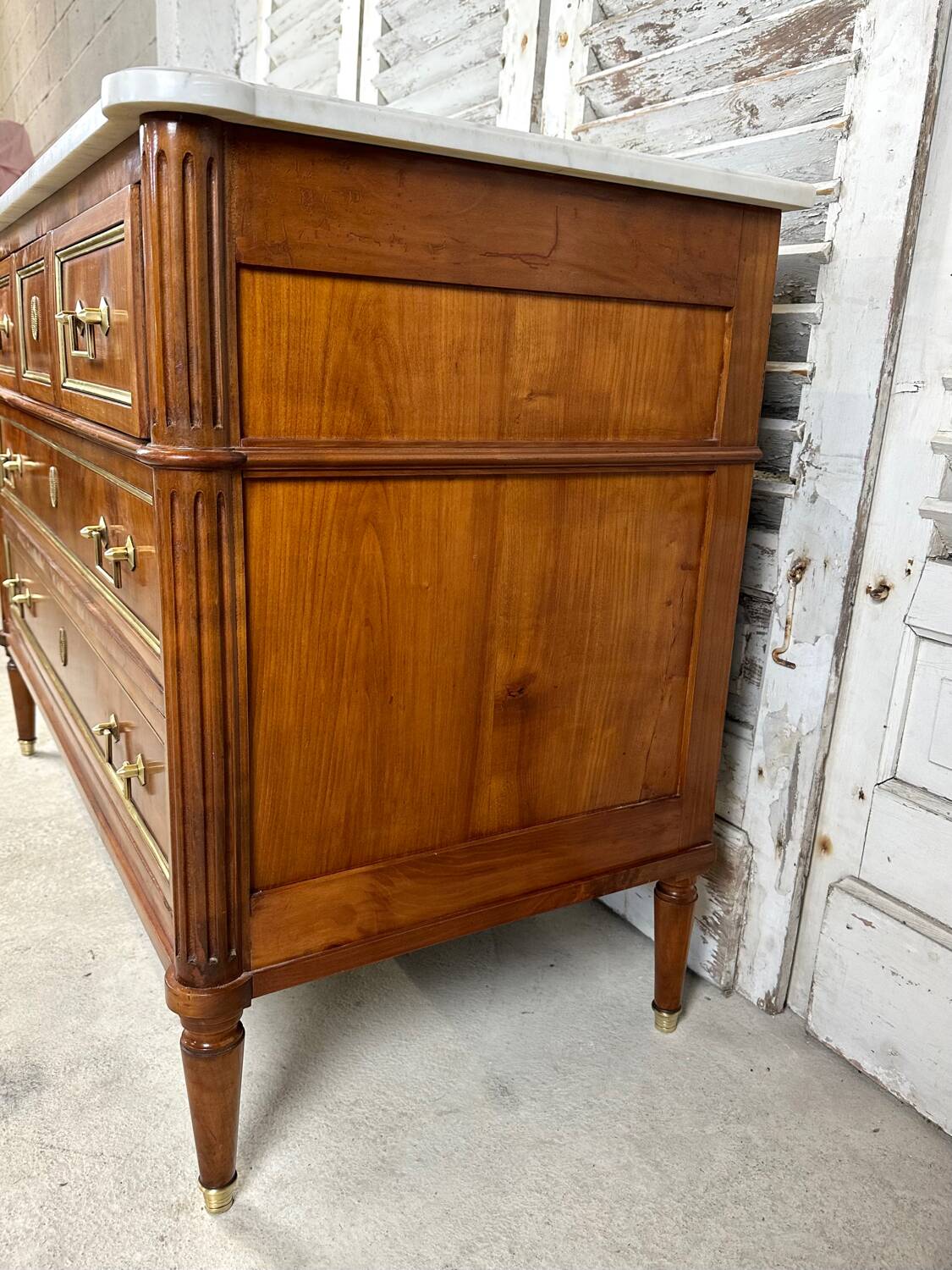 Louis XVI style chest of drawers in cherry wood, 20th century period