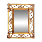 Vintage 1970s Spanish Handmade Bamboo and Rattan Wall Mirror