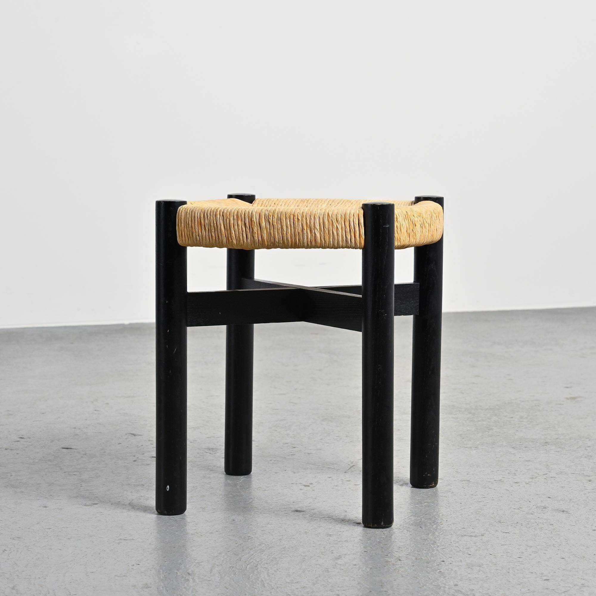 Méribel stool in black ash, Charlotte Perriand, 1950