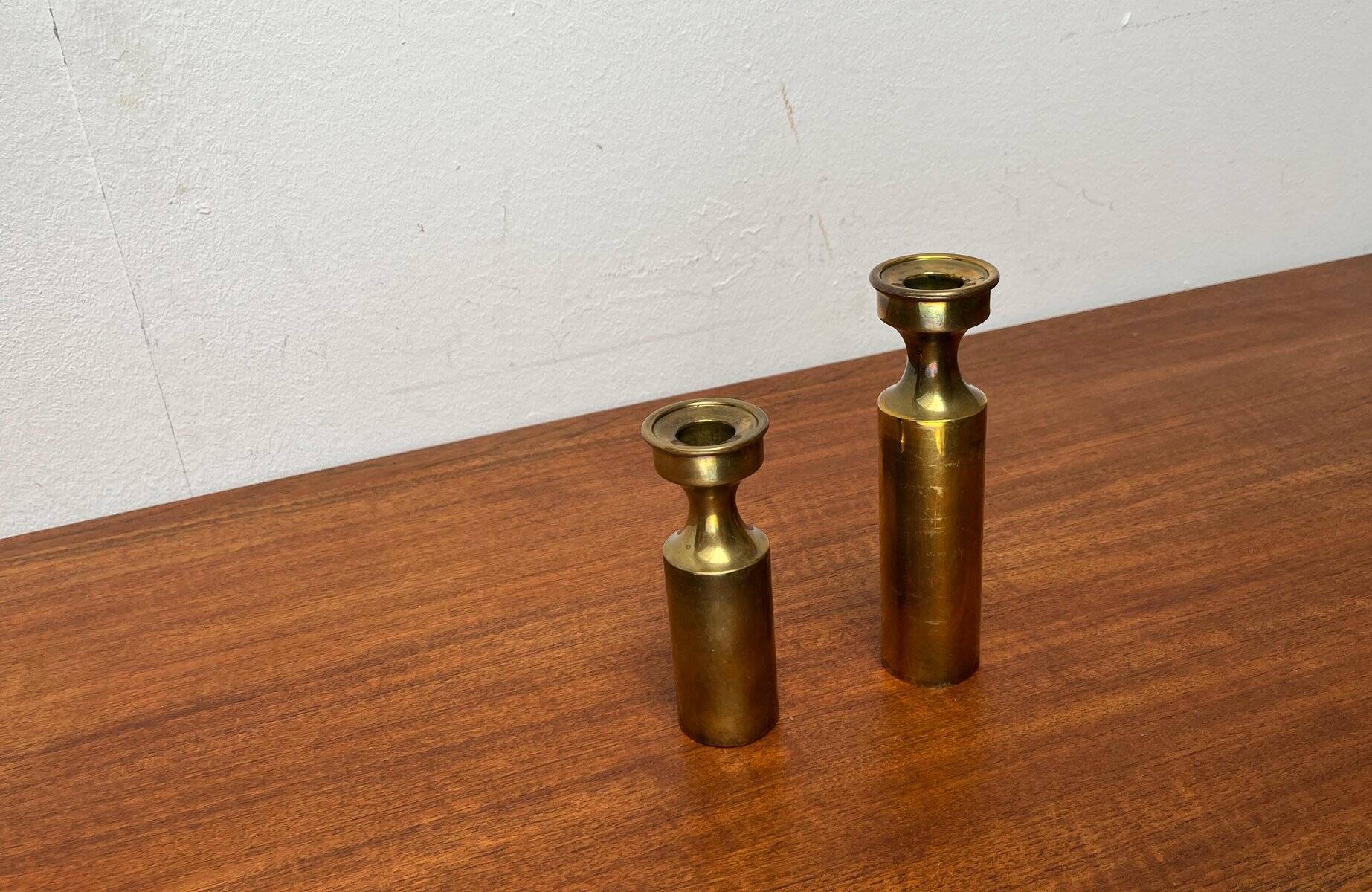Danish brass candle holders from the mid-century by Boyes Metalkunst, 1960s, set of 2.
