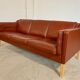 Vintage Danish mid-century Mogens Hansen 3-person cognac leather sofa