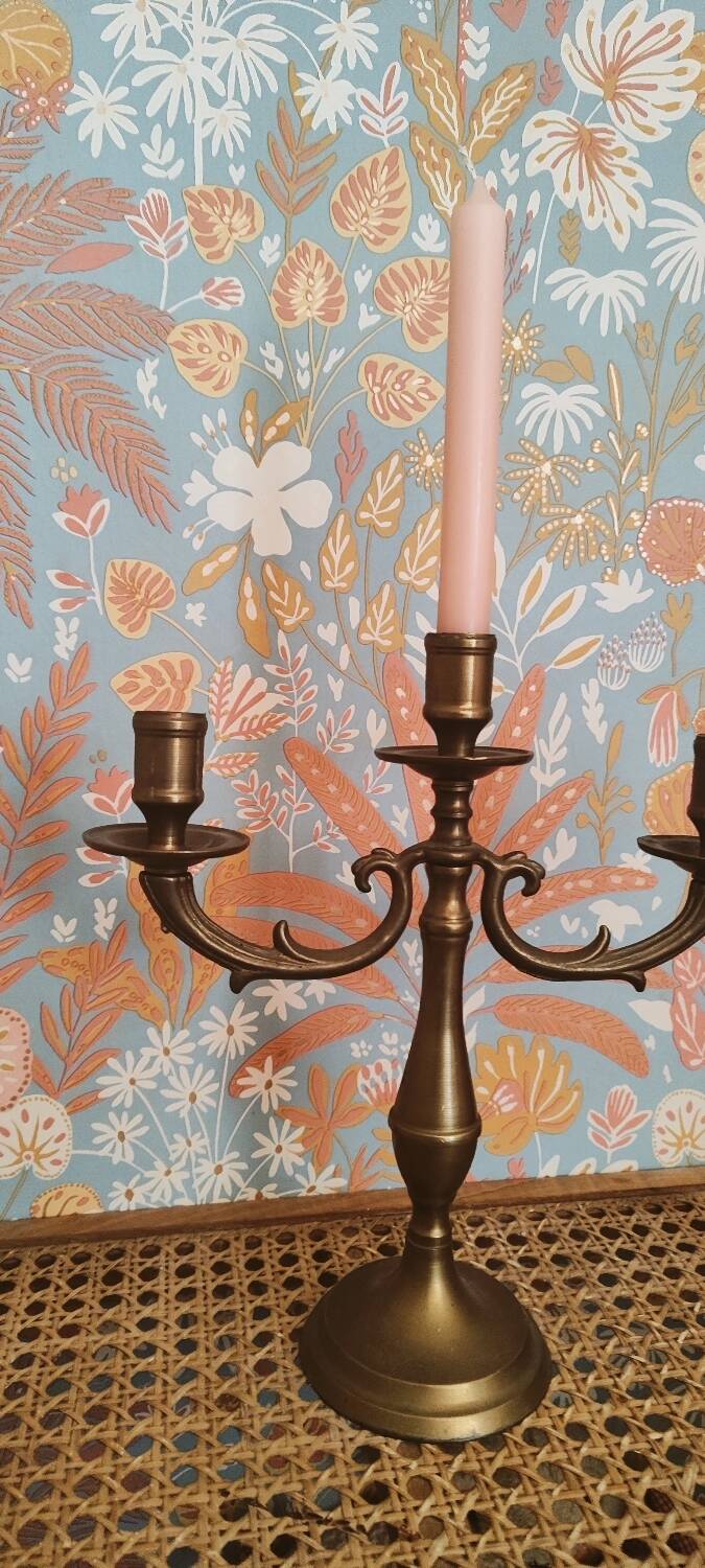 Pair of antique gilded brass candlesticks