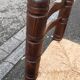 4 chaises brutalistes en bois tourné et paille