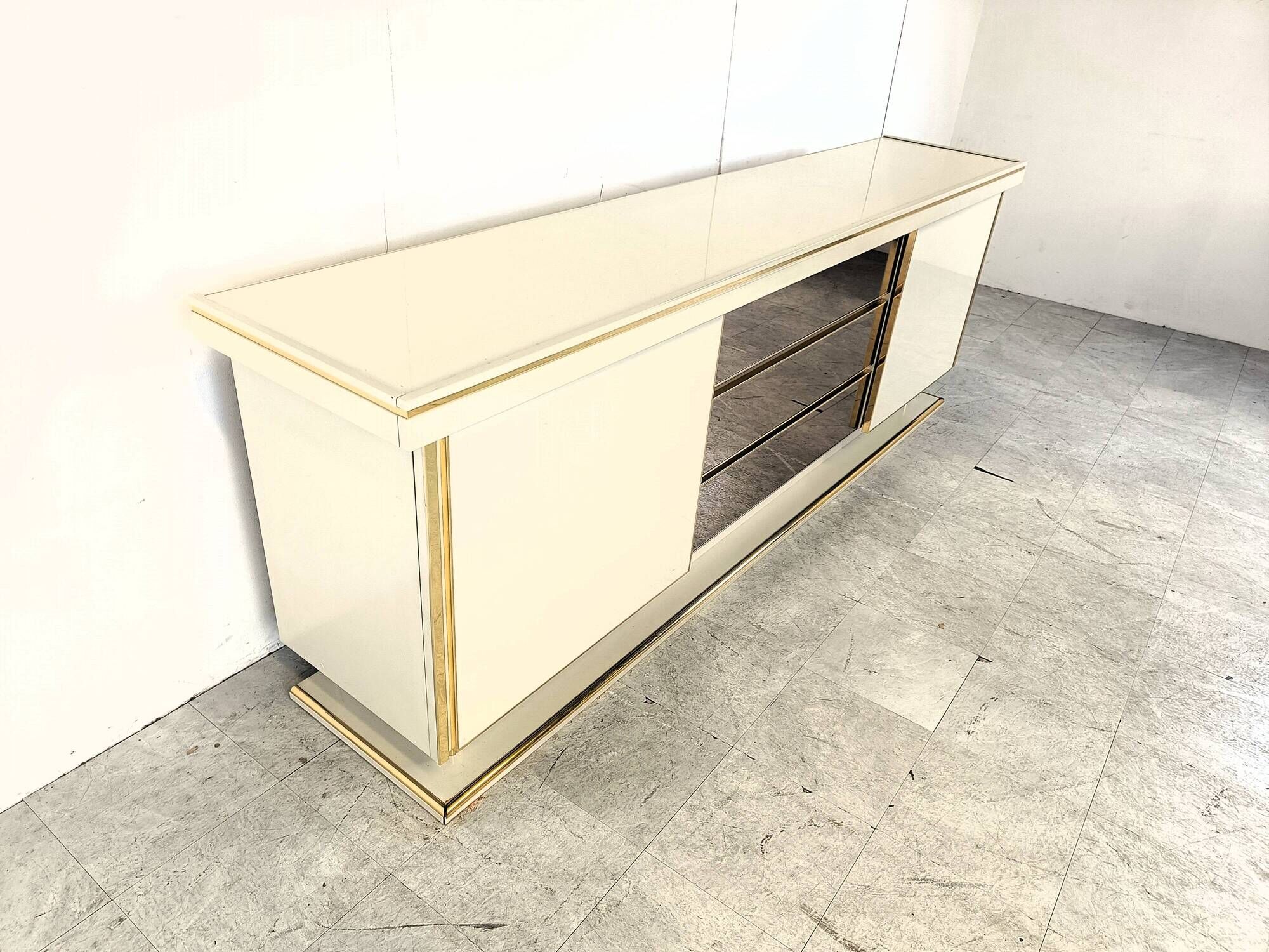 Vintage brass and lacquer sideboard, 1970s