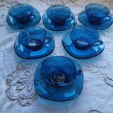 6 blue vereco cups and sub-cups