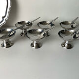 Vintage stainless steel ice cream bowls and tray