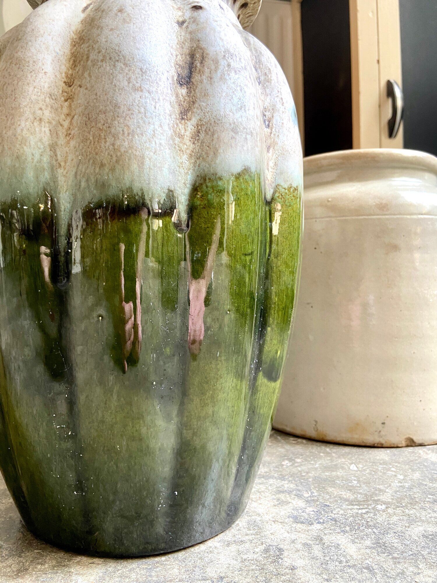 W. Germany vase in brown and green glazed ceramic