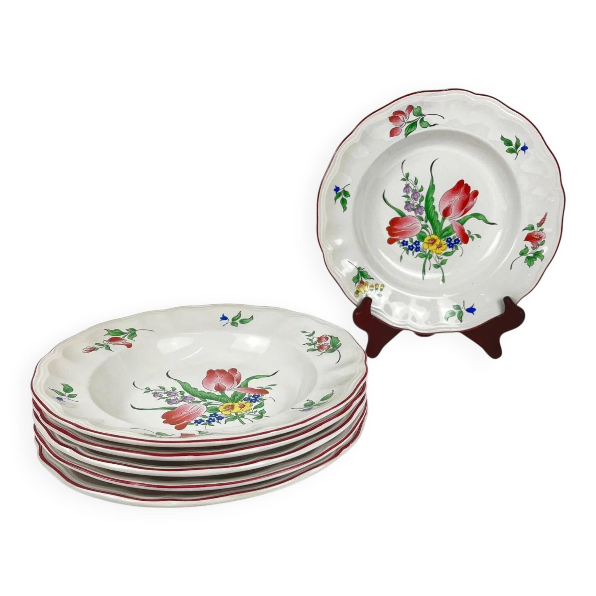 Set of 6 deep plates KG Lunéville "Réverbère"