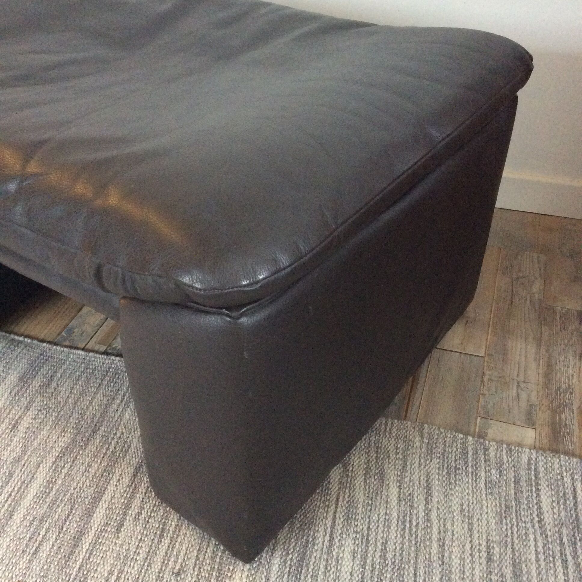 Pouf ottoman Jori en cuir des années 70-80
