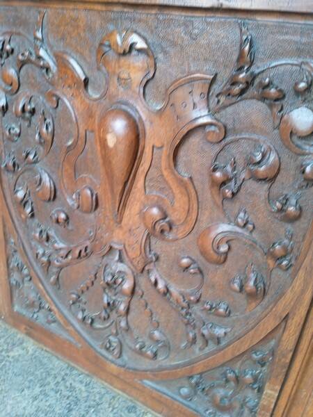 2 carved walnut woodwork panels early 20th century