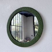 Woven wicker round mirror 1960