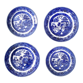 Set 2 assiettes 22.50cm et 2 assiettes 19.50cm JT&S Crown Pottery Longton warranted motif saule