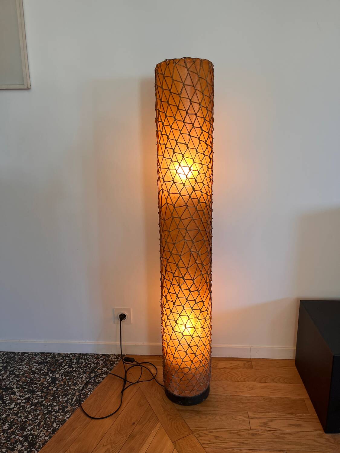 70s bamboo floor lamp
