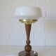 Art Deco Table Lamp | Vintage White Opaline Mushroom Glass | Restored Solid Wood | Fully Rewired | Bauhaus Style