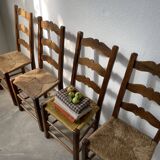 Rustic handcrafted oak chairs 1900