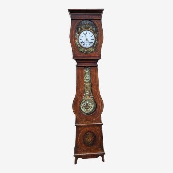 Polychrome Comtoise clock with flower box 19th century
