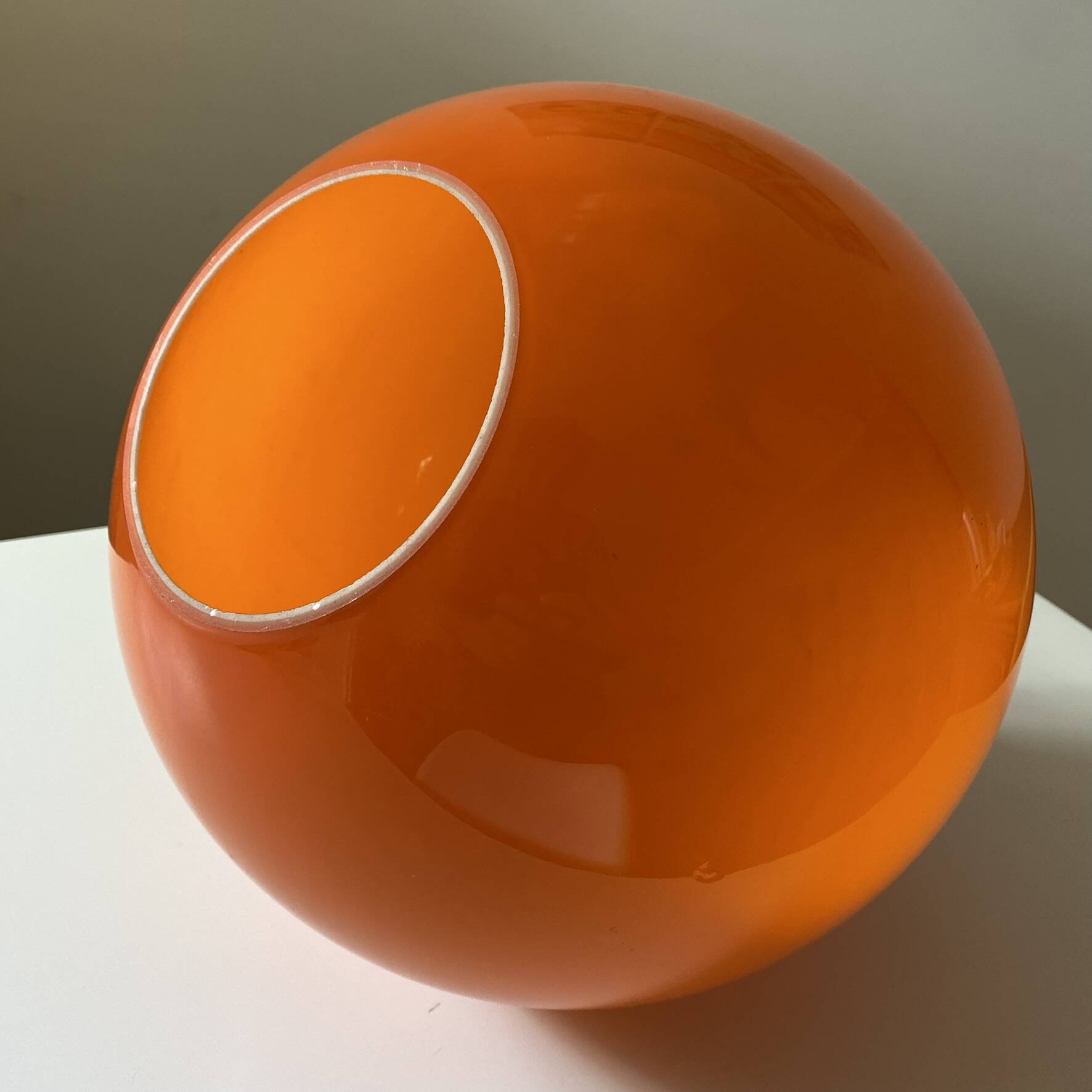 Vintage orange opaline pendant light, 1970s
