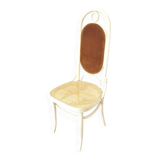 Vintage Thonet Bentwood Dining Chair: Cane Seat, Yellow Fabric Back