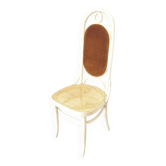 Vintage Thonet Bentwood Dining Chair: Cane Seat, Yellow Fabric Back