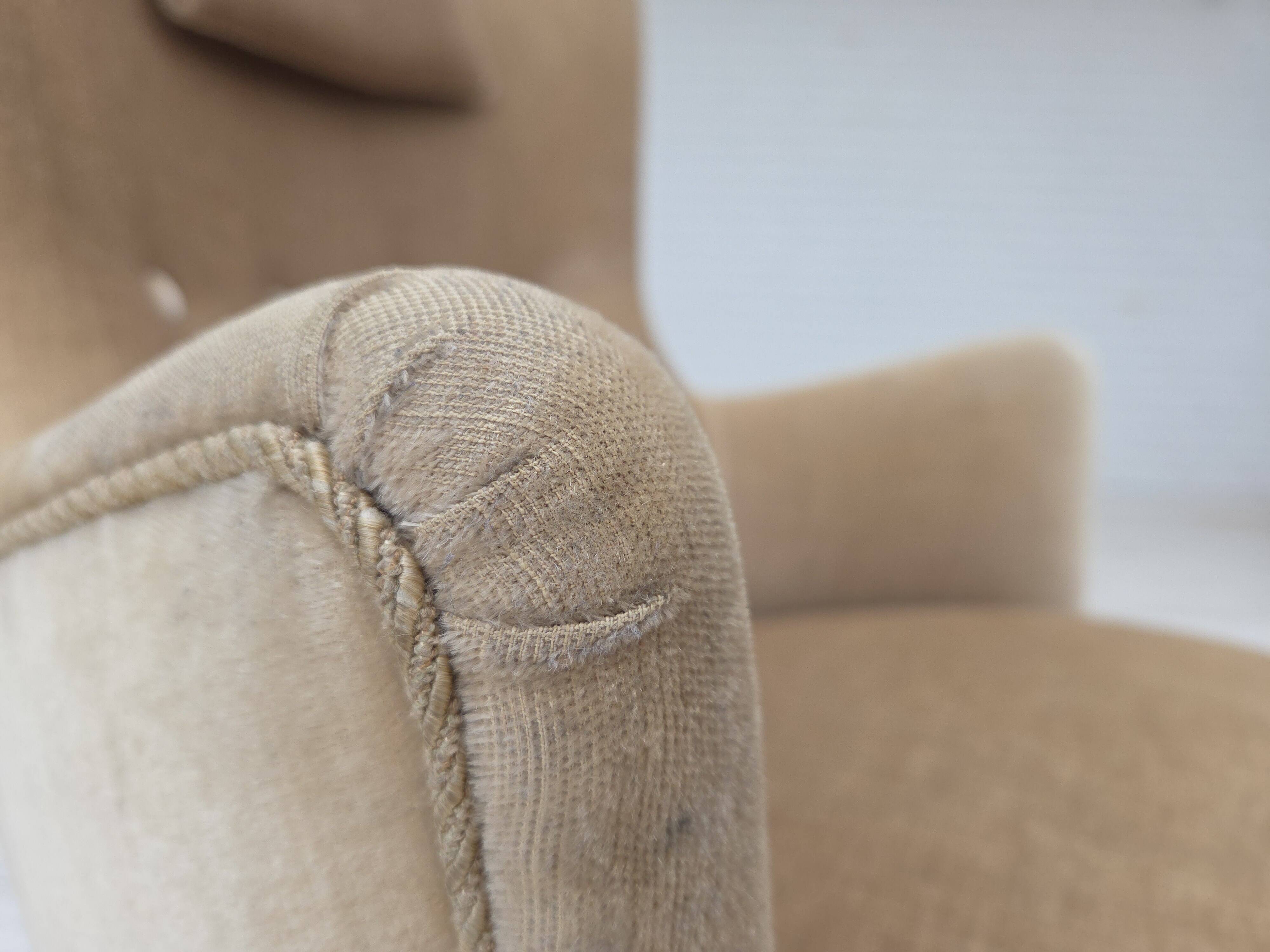 1960s, Danish armchair in green/brown furniture velour, original condition.