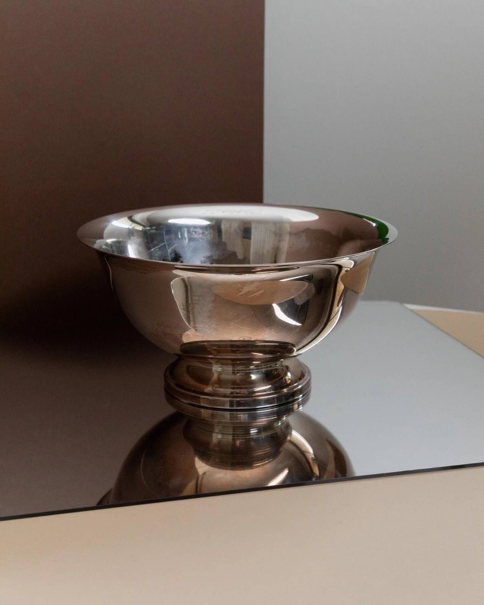 Large Vintage Silver-Plated Footed Salad Bowl, 1960s Italy, Argent Finish, Centerpiece Decor