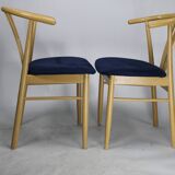 Vega chair by Reydeberg blue alcantara top light oak frame 1990 Denmark