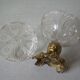 Old candy box sugar bowl molded glass pot on brass base decorative centerpiece