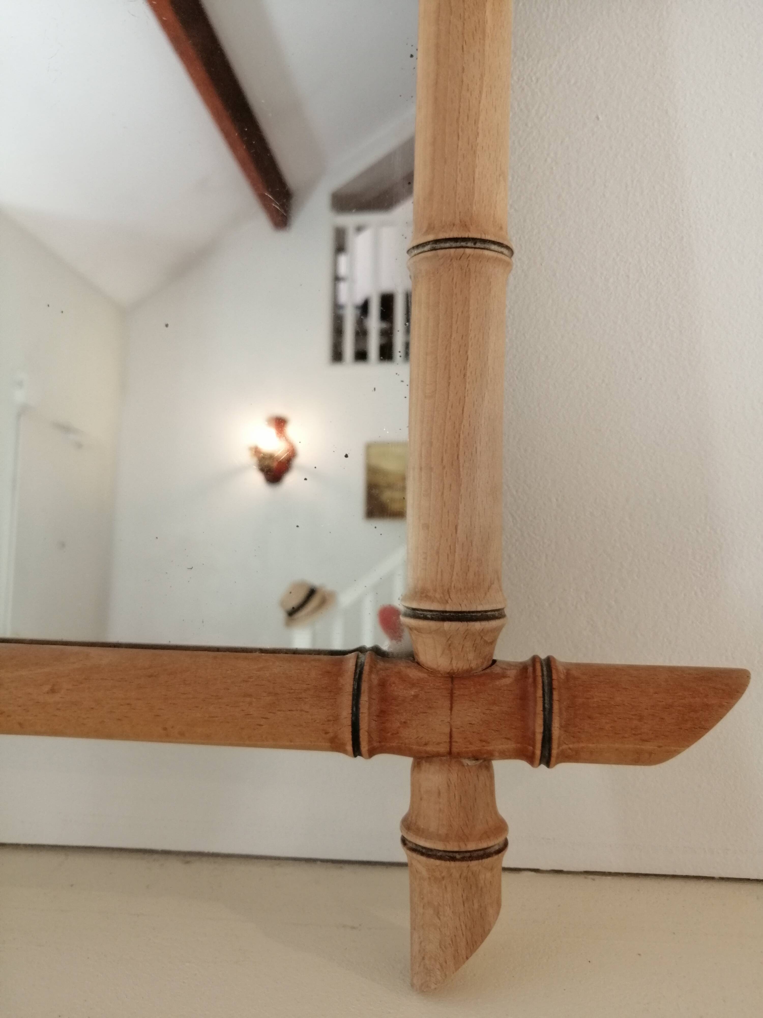 Set of vintage wood mirrors bamboo effect