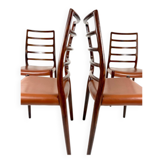 Set of 6 Niels Møller Model No. 82 Chairs in Rosewood & Leather