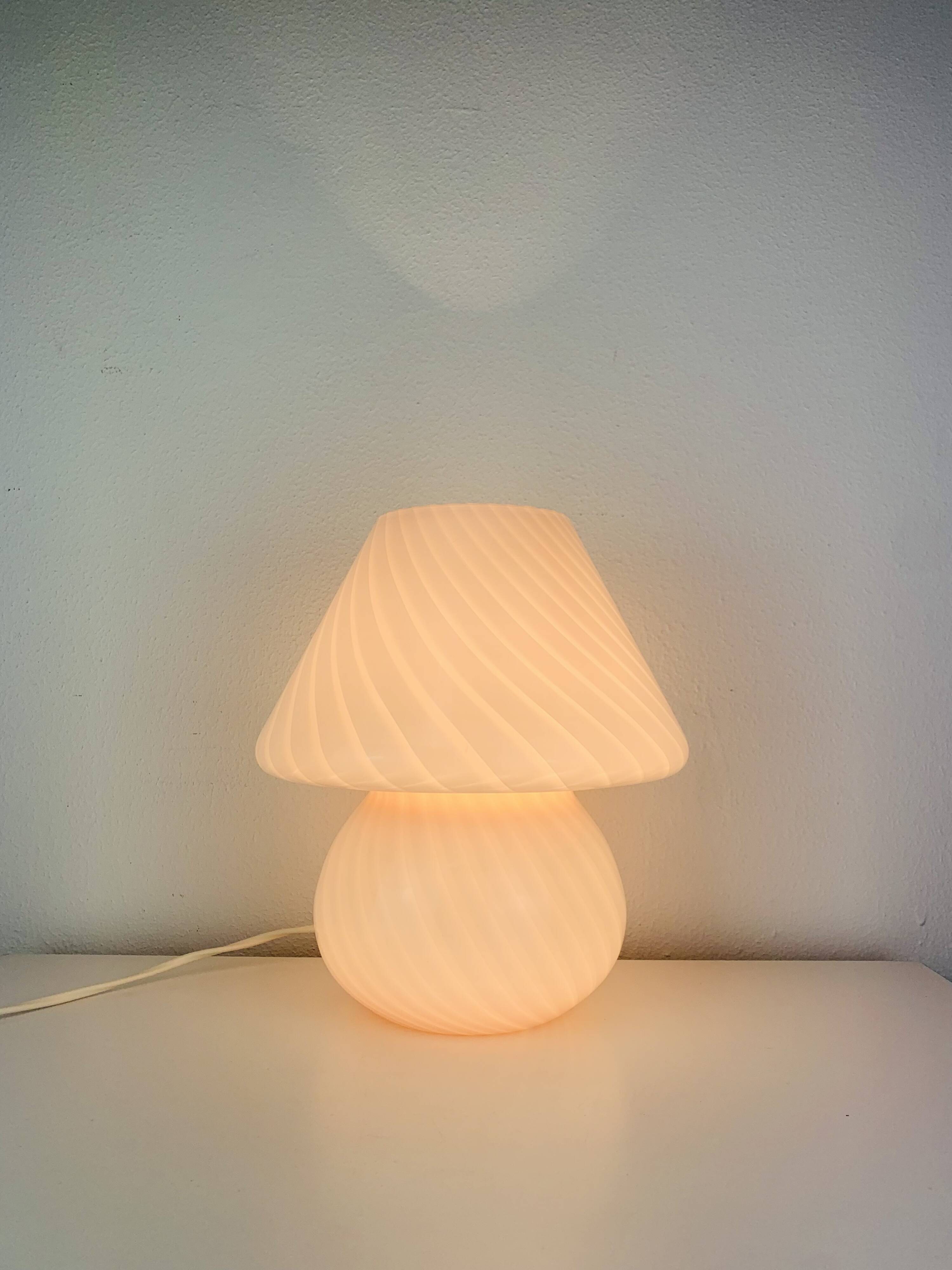 Pink mushroom lamp, Murano glass, vintage