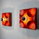 Pair of Fat Lava wall lamps by Hustadt Leuchten, Red ceramic, Germany, 1960