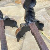 Vintage solid brass and steel chenets