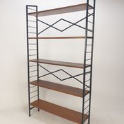 Italian free standing teak shelving unit, 1950