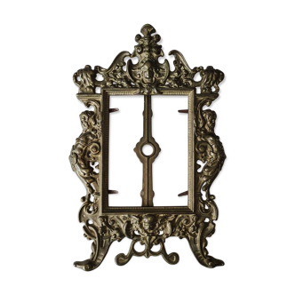 Old Photo Frame, Rocaille/Rococo style, 19th century. Brass. 28.5 x 17.5 cm