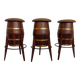 Mid-Century Teak & Copper Barstools, 1960s, Set of 3
