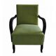 Art Deco armchair in chartreuse green and black wood, fabric upholstery, 1920s.