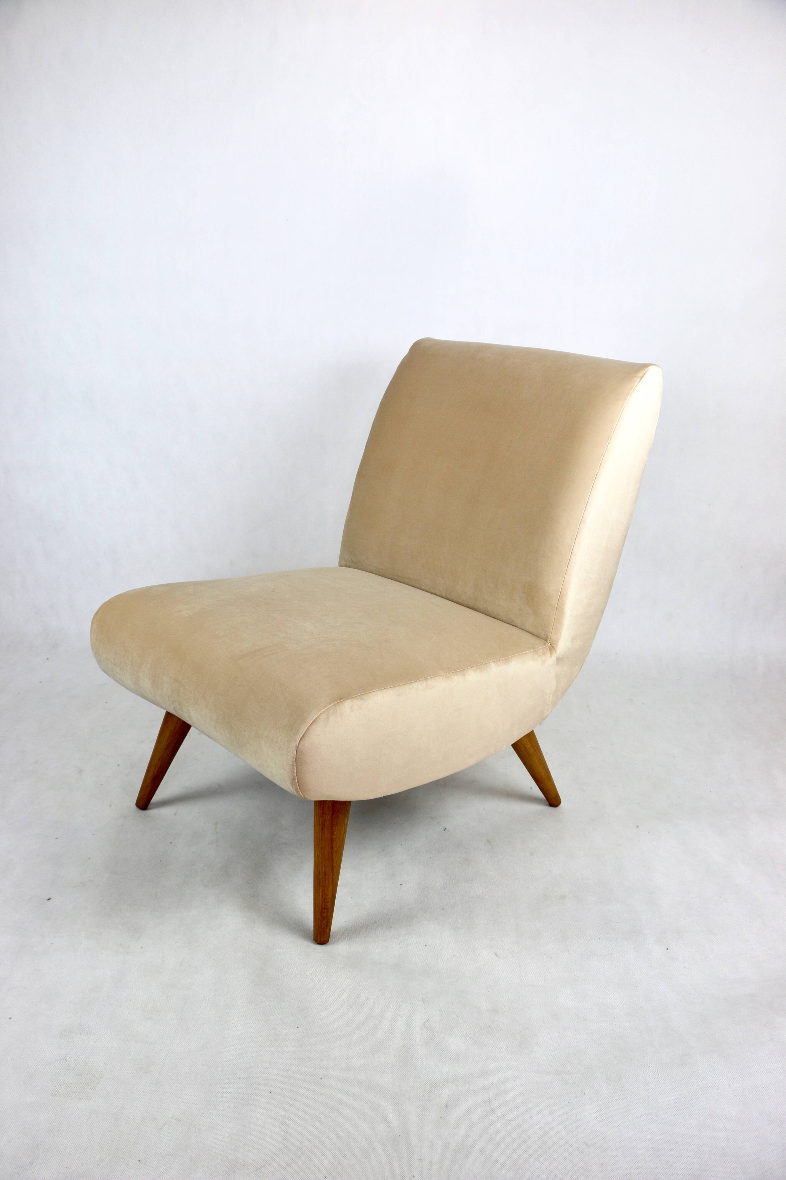 Vintage Loft armchair from the 70s beige champagne velvet
