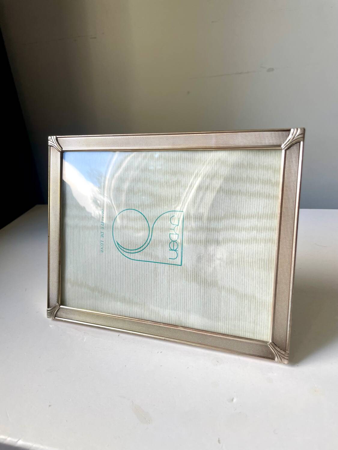 Art deco cadre couleur argent 28,5 cm x 14,5 cm verre convexe