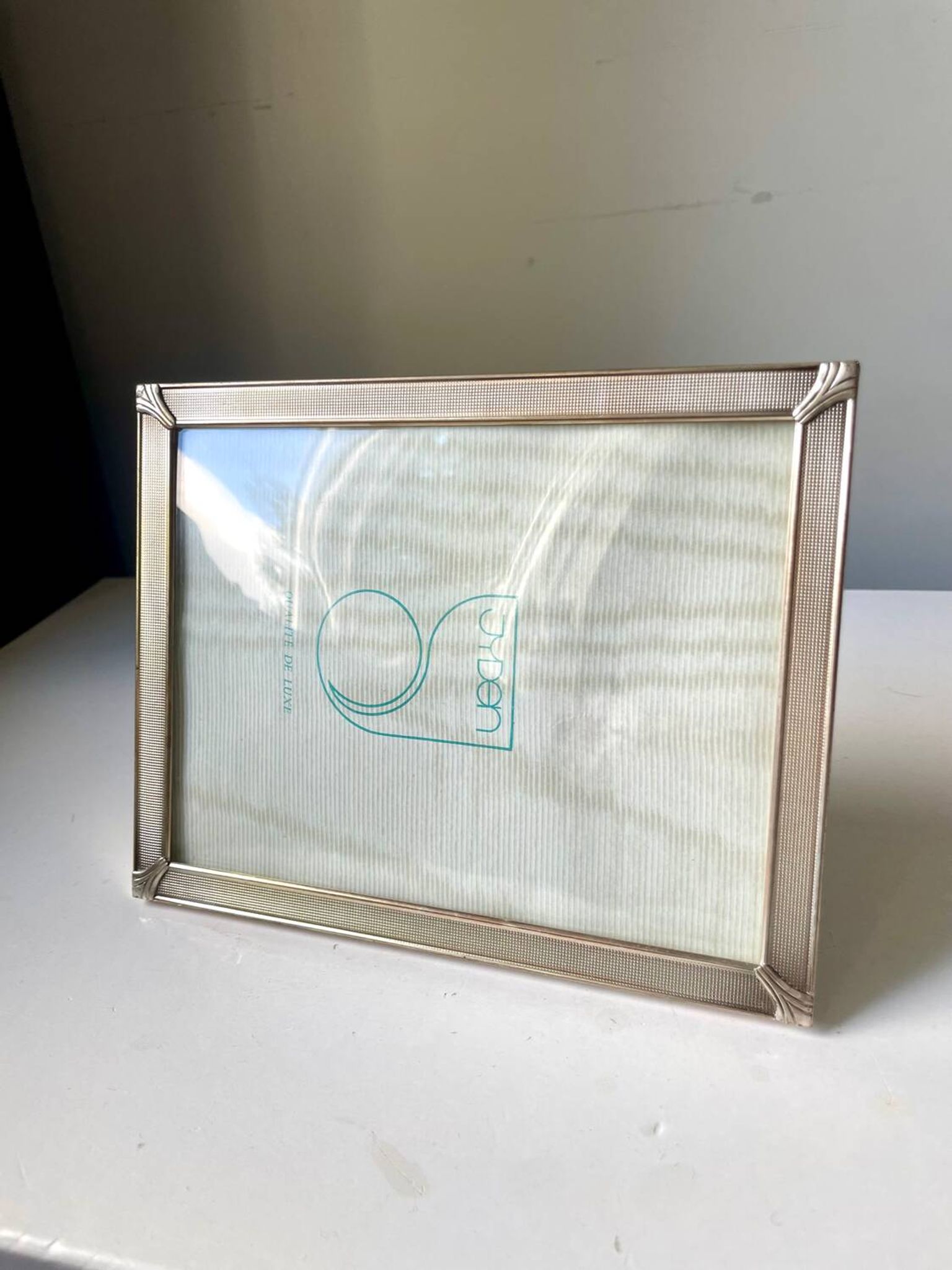 Art deco silver colored   frame 28.5 cm x 14.5 cm  convex glass