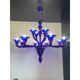 Blue Glass Chandelier, Contemporary, Attributed to Murano