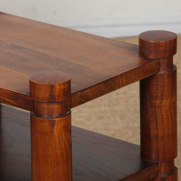 Pair of bedside tables/side tables in solid elm, 1950-60.