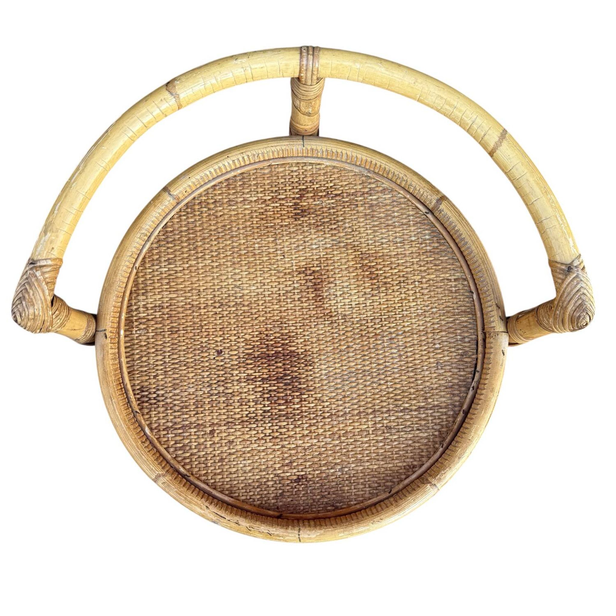 1960s rattan bottle holder rolling table