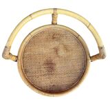 1960s rattan bottle holder rolling table