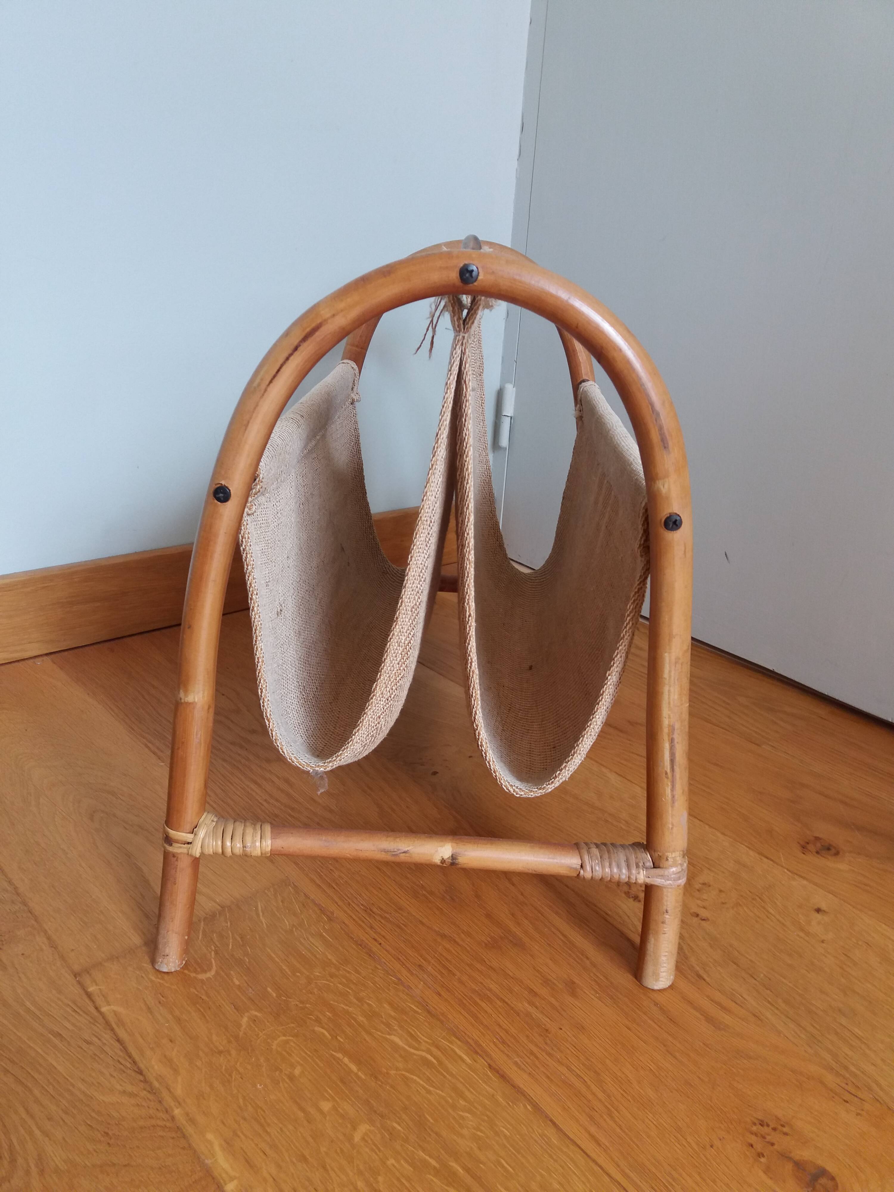 Wicker and fabric magazine holder