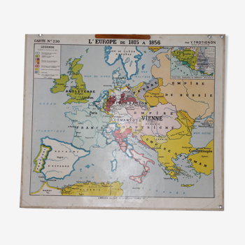Carte scolaire ancienne N°230 L'Europe de 1815 à 1856/L'Europe Centrale de 1848 à 1871