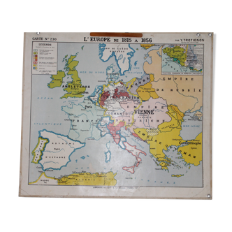 Carte scolaire ancienne N°230 L'Europe de 1815 à 1856/L'Europe Centrale de 1848 à 1871