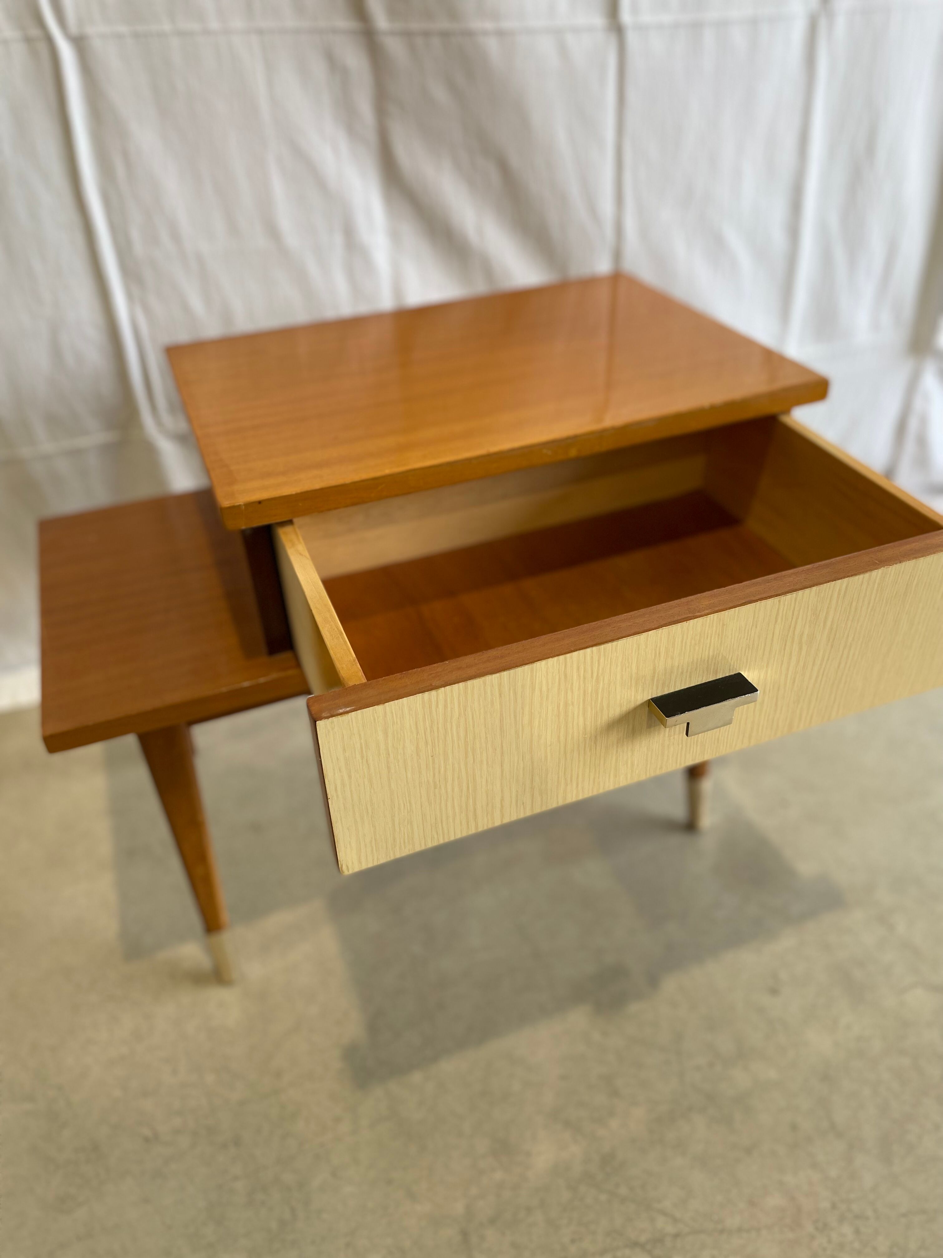 Asymmetrical bedside table vintage year 50/60